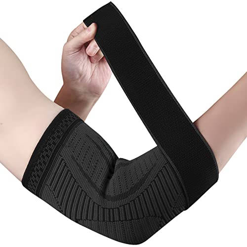Ellenbogenbandage für Damen und Herren 1 Stücke Kompression Ellenbogen Bandage Einstellbar Ellenbogenstütze für Linke und Rechte Hand Tennis Ellbogen, Golf Ellbogen, Arthritis, Tendinitis (Schwarz, L) von Ruilala