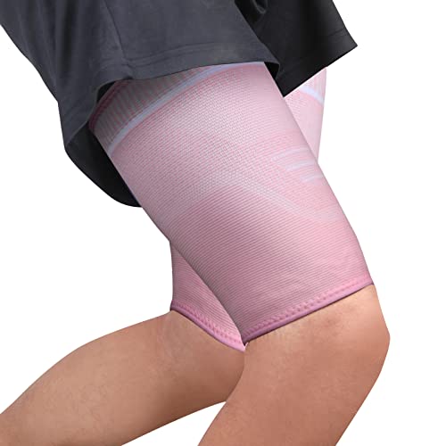 Kompression Oberschenkelbandage Herren and Damen Belüftung Oberschenkelstütze Mit Rutschfestem Silikon, für Muskelfaserriss, Muskelbelastung, Verletzungserholung, Sport 2 Stück (Rosa, L) von Ruilala