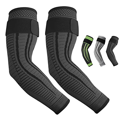 Ruilala Ellenbogenbandage Kompression für Damen Herren Atmungsaktive Ellenbogen Bandagen 2 Stück Rutschfeste Ellenbogenstütze für Tennisarm, Golferarm, Sport, Arthritis, Sehnenentzündung (Schwarz, L) Ruilala Ellenbogenbandage Kompression für Damen Herren Atmungsaktive Ellenbogen Bandagen 2 Stück Rutschfeste Ellenbogenstütze für Tennisarm, Golferarm, Sport, Arthritis, Sehnenentzündung (Schwarz, L) von Ruilala