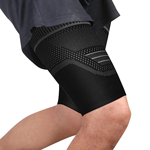 Ruilala Kompression Oberschenkelbandage Herren and Damen Belüftung Oberschenkelstütze Mit Rutschfestem Silikon, für Muskelfaserriss, Muskelbelastung, Verletzungserholung, Sport 2 Stück (Schwarz, L) Ruilala Kompression Oberschenkelbandage Herren and Damen Belüftung Oberschenkelstütze Mit Rutschfestem Silikon, für Muskelfaserriss, Muskelbelastung, Verletzungserholung, Sport 2 Stück (Schwarz, L) von Ruilala