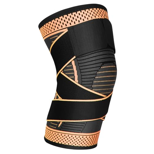 Ruilala Sport Kniestütze 1 Stück Kompression Kniebandage Herren Damen Elastisch Knie Sleeve Verwendet für Meniskusriss, Arthritis, Sehnenentzündung, Fitness, Gewichtheben Kniewärmer (Gold, XXL) von Ruilala