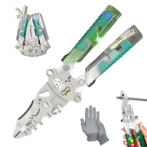 Tuvilo Electrical Pliers, Folding tester, 18 in 1 Foldable Ｗire Stripper, Multifunctional Wire Stripping Pliers for Cutting and Pulling Wires Cable,Cable Cutters with Plier (A) von Ruileyou