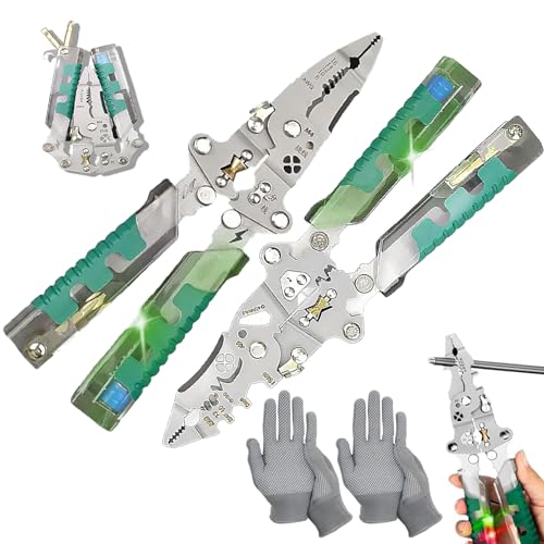 Tuvilo Electrical Pliers, Folding tester, 18 in 1 Foldable Ｗire Stripper, Multifunctional Wire Stripping Pliers for Cutting and Pulling Wires Cable,Cable Cutters with Plier (A+B) von Ruileyou