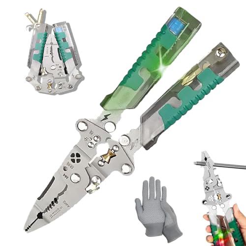 Tuvilo Electrical Pliers, Folding tester, 18 in 1 Foldable Ｗire Stripper, Multifunctional Wire Stripping Pliers for Cutting and Pulling Wires Cable,Cable Cutters with Plier (B) von Ruileyou
