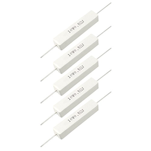 Ruilogod 10W 0,5 Ohm Leistungswiderstand Ceramic Cement Resistor Axial Lead-5 PC-Weiß von Ruilogod