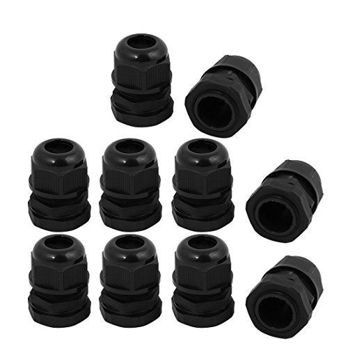 Ruilogod 10pcs PG16 Nylon 2-Loch Kabelverschraubung Steckverbinder Joint Schwarz 6.1mm-4.3mm Drahtbereich von Ruilogod