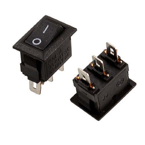 Ruilogod 2 Stück 3 Pin SPDT Black Button auf/auf Rockerschalter AC 250V / 3A 125V / 6A von Ruilogod