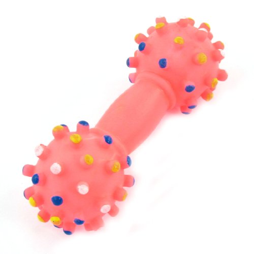 Ruilogod Haustier-Hund-Punkte-Abdruck-Knochen-Form-Rosa Vinyl Gummi quietschend Spielzeug von Ruilogod