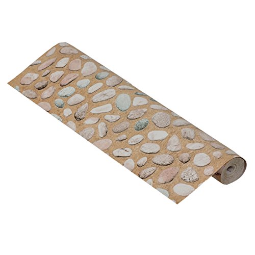 Ruilogod PVC Cobblestone Muster Selbstklebende Fensterglas-Film-Aufkleber 5M Länge Beige von Ruilogod