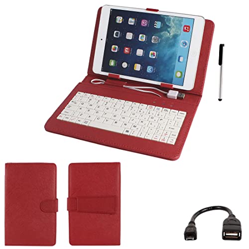 Ruilogod Rotes PU-Leder-USB-Tastatur-Stand-Case-Abdeckung W-Stift für 7 "Tablette von Ruilogod