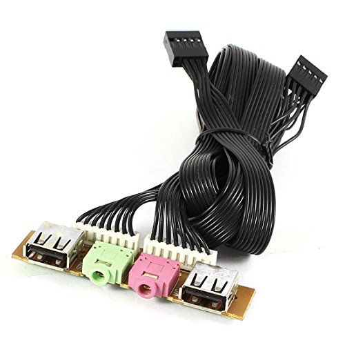 Ruilogod USB 2.0-weibliche 3,5-mm-Buchse bis 2 x Motherboard 9P-Adapterkabel 79cm von Ruilogod