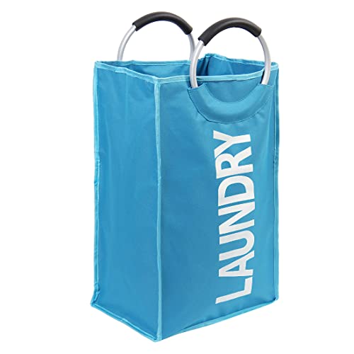 Ruilogod Zusammenklappbare Wäscherei-Hamper-Tasche, College Große Wäschekorb mit Legierungsgriffe (blau w Buchstaben) von Ruilogod