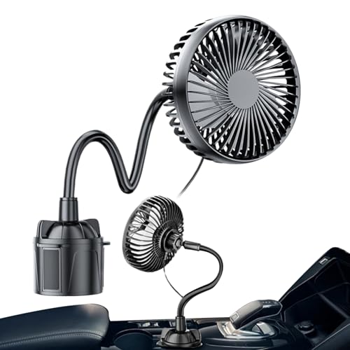 Auto Becherhalter Lüfter,Kühllüfter für Fahrzeug - 3 Geschwindigkeiten Tragbarer 12V/24V Kühlzubehör für Reisen, Camping, Outdoor, und täglichen Gebrauch von Ruilonghai