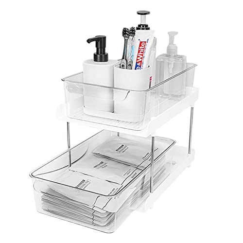 Küchenorganizer mit 2 Schubladen für Küchenkörbe | Küchenregal Schrank Organizer mit Griff Mehrzweck | Küchen-Aufbewahrungsbox mit Trennwänden für Kühlschrank, Schränke, Kosmetik, Werkzeug-Organizer von Ruilonghai