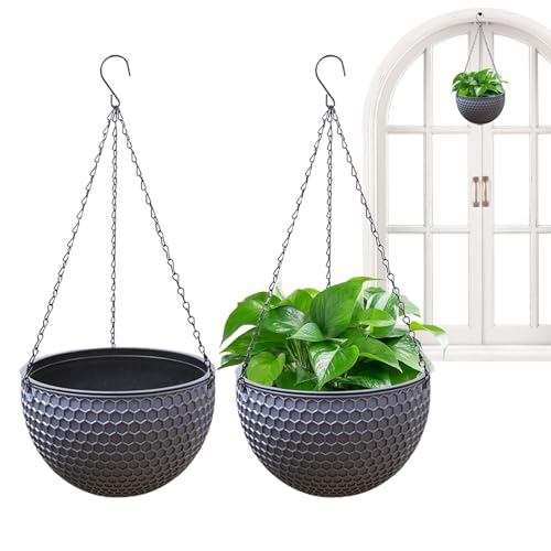 Ruilonghai 2 Stück Blumenampel Hängend Außen, Blumentopf Hängend, Blumenampel Hängend Innen, Drainage-Pflanzkörbe Aus Kunstharz - Hängende, Multifunktionale, Stark Belastbare Blumentöpfe Für Fenster von Ruilonghai