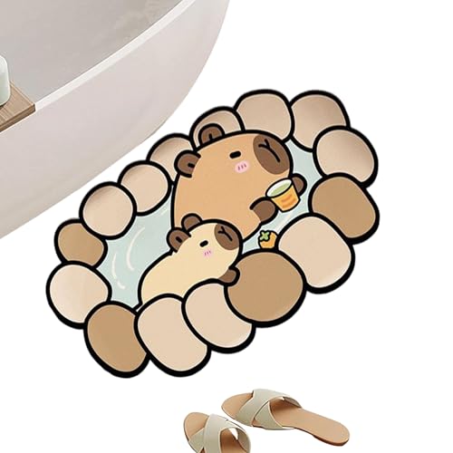 Ruilonghai Die Duschmatte | Capybara Design Niedliche Badematte - Schnelltrocknende Weiche Matte Absorbierend Diatomeenerde Für Dusche Badewanne von Ruilonghai