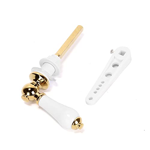 Ruimou Toilettengriff, Ersatz-Set, Keramik-Zuggriff, 18 mm, Loch für die meisten WC-Tankdeckel (Gold) von Ruimou
