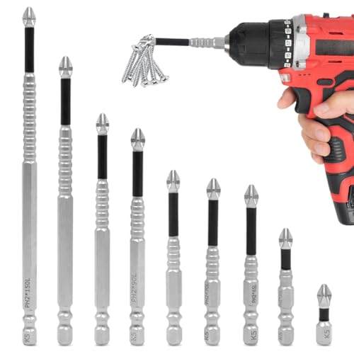 High-Magnetic Screwdriver Drill Bit Set,9 PCS Magnetische Bits Extra Stark FüR Akkuschrauber,Bit Und Bohrer Set FüR Schlagschrauber, Phillips Bits für Elektrobohrer (25 50 65 70 75 90 100 120 150 mm) von Ruioomeep
