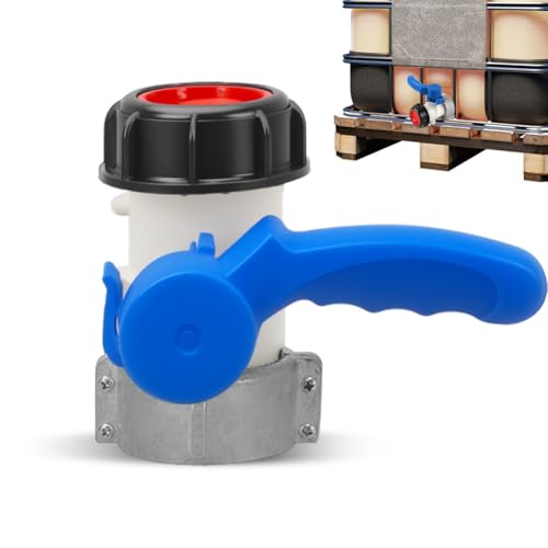 IBC Wassertankadapter, IBC Ventil, IBC Auslaufhahn 62mm DN40, IBC Klappenhahn,IBC Tank Absperrhahn,IBC Tank Kugelhahn, Schlauchanschluss für 60mm Ablasshahn Regentonne kanister, für IBC Behälter von Ruioomeep