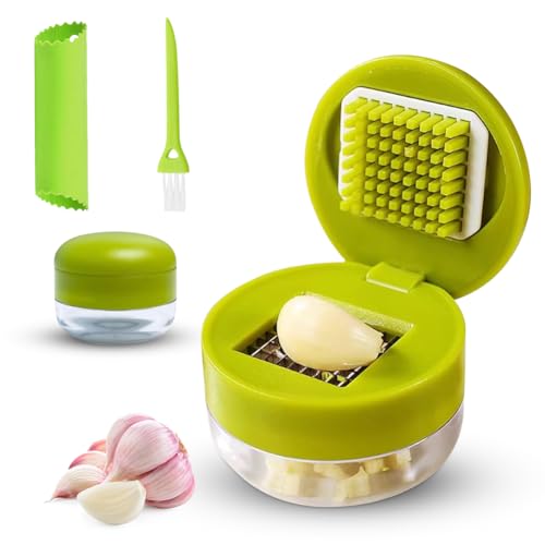 Knoblauchpresse Set,3 Stück Set Knoblauchschneider mit Silikon Knoblauchschäler & Reinigungsbürste,Edelstahlklingen in Lebensmittelqualität,zu Reinigen,für Zerkleinerten Knoblauch, Ingwer und Obst Knoblauchpresse Set,3 Stück Set Knoblauchschneider mit Silikon Knoblauchschäler & Reinigungsbürste,Edelstahlklingen in Lebensmittelqualität,zu Reinigen,für Zerkleinerten Knoblauch, Ingwer und Obst von Ruioomeep