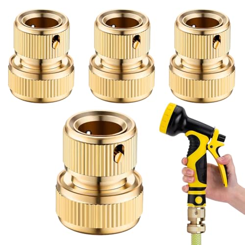 Messing Schlauchverbinder 19 mm (3/4 Zoll),4 Stück Adapter für Wasserhähne Schlauchverbinder, Gartenschlauch Anschlus,für Rohr Verbinden Gartengeräte Schläuche Schlauchkupplung von Ruioomeep