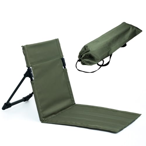 Ruioomeep Strandstuhl, Sonnenliege Klappbar, Strandmatte mit Rückenlehne, Strandliege Outdoor, Bodenstuhl Tragbare für Camping Hinterhof Backpacking Picknick, Grün von Ruioomeep