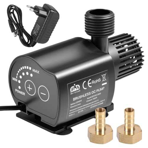 Wasserpumpe,Tauchpumpe Klein 12V 800L/H 4,5M, Brunnenpumpen für Gartenteiche, Teichpumpe Pumpe mit 5-Gang-Drehzahlregelung, Springbrunnenpumpe Wasserzirkulationssystem,Ultra-quiet von Ruioomeep
