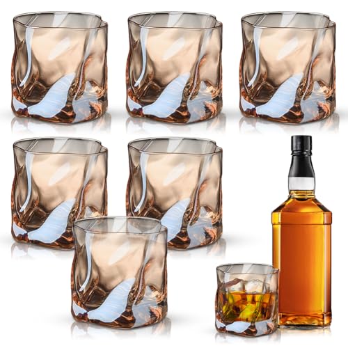 Whisky Gläser 6er-Set 200 ml, Unregelmäßiges Kristall Whiskeygläser, Wassergläser Saftgläser Whiskygläser Trinkgläser für Hause Restaurants Partys, Geschenkidee Geburtstag, Spülmaschinenfest von Ruioomeep