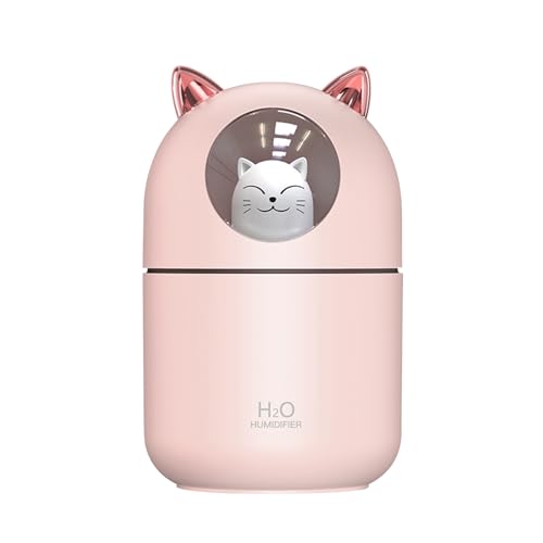 Ruiqas 300ml Niedliche Katze Luftbefeuchter für Schlafzimmer USB Mini Cool Mist Luftbefeuchter mit 2 Sprühmodi Nachtlicht von Ruiqas