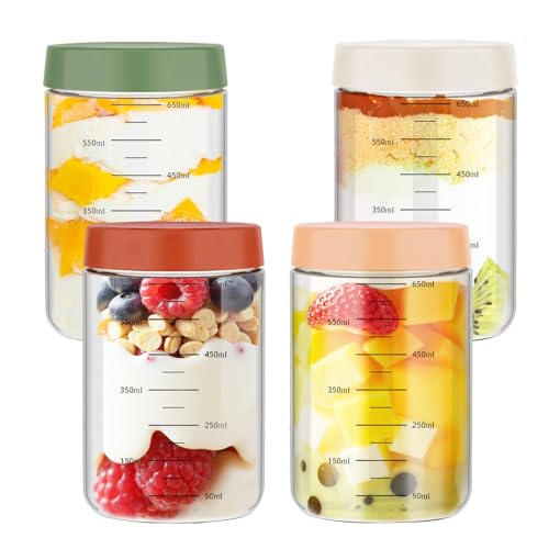 Ruiqas 4 Stück Übernachtung Oats Gläser mit Deckel,750ml Hafr Behälter Wiederverwendbare,Auslaufsicheres Meal Prep Gläsers Lebensmittel Lagerung Gläser mit Mess für Snacks Joghurt Salat Obst Gewürz Ruiqas 4 Stück Übernachtung Oats Gläser mit Deckel,750ml Hafr Behälter Wiederverwendbare,Auslaufsicheres Meal Prep Gläsers Lebensmittel Lagerung Gläser mit Mess für Snacks Joghurt Salat Obst Gewürz von Ruiqas