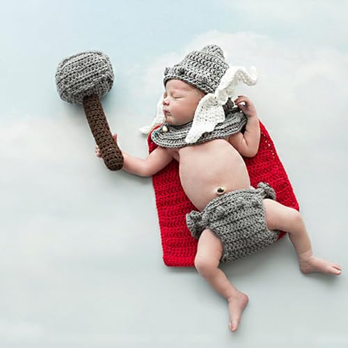 Ruiqas 4 Stück Baby Fotografie Requisiten Outfits Thor Handgewebt Baby Foto Kleidung Säugling Foto Kostüm von Ruiqas