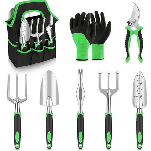 Ruiqas 8-teiliges Robustes Gartenwerkzeug-Set mit Tasche, einfache Lagerung, Gartenwerkzeuge, inklusive Handschuhen, Tragetasche, Geschenk für Männer oder Frauen von Ruiqas