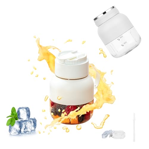 Ruiqas 800 ml Tragbarer Kabelloser Mixbecher Wiederaufladbar Elektrischer Smoothie Maker Sportflasche mit Gurt für Smoothies und Shakes von Ruiqas