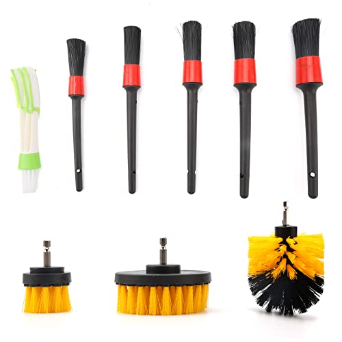 Ruiqas 9pcs Car Detailing Brushes Tools Auto Detailing Drill Brush Kit für Interieur Exterieur Räder Reinigung von Ruiqas