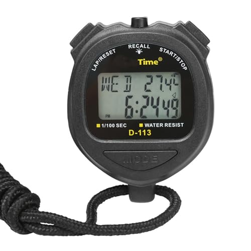 Ruiqas Digitale Stoppuhr, Timer, wasserdichte Stoppuhr mit Hintergrundbeleuchtung, 60 Runden Speicher, 2-zeiliges Display für Schwimmen, Laufen, Marathon, Wettbewerb von Ruiqas