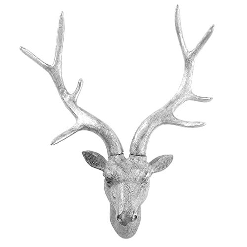 Ruiqas Hirschkopf Wandmontierte Dekor Deer Geweih Wandskulptur Faux Taxidermie Harz Wandtierkopf mit Abnehmbaren Geweihs von Ruiqas