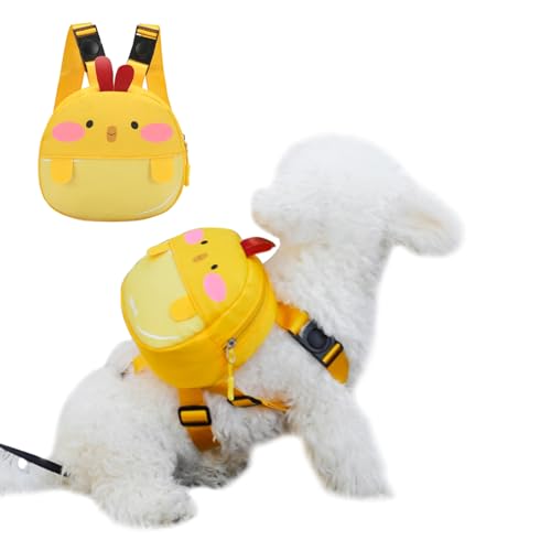 Ruiqas Hunderucksack mit Geschirr Niedlicher Cartoon Satteltasche Selbsttragerucksack für Welpen Kleine Hunde von Ruiqas