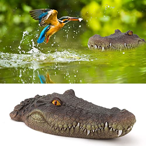 Ruiqas Schwimmende Krokodil Kopf mit Lebendigen Schuppen Augen Outdoor-Pool Detaillierte Gefälschte Alligator Kopf für Teich Decoy Abschreckung Enten Halloween Dekoration von Ruiqas