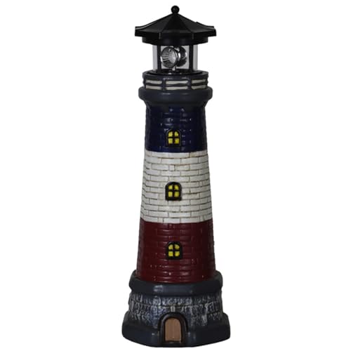 Ruiqas Solarbetriebene Leuchtturm Solarleuchte Rot Acrylnitril-Butadien-Styrol (ABS) für Hof Patio Dekoration von Ruiqas