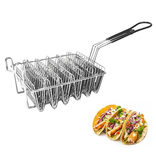 Ruiqas Taco Rack Holders 6 Shells Deep Fryer Taco Holder Basket Taco Fry Basket with Grip Handle von Ruiqas