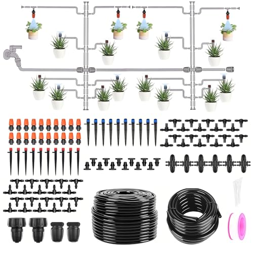 Ruiqas Tropfbewässerungssystem-Set, automatisches Gartenpflanzenbewässerungssystem mit 8/11 mm Haupt-Bewässerungsschlauch, 4/7 mm Verteilerrohr und verstellbaren Düsen für Outdoor-Pflanzen, Rasen Ruiqas Tropfbewässerungssystem-Set, automatisches Gartenpflanzenbewässerungssystem mit 8/11 mm Haupt-Bewässerungsschlauch, 4/7 mm Verteilerrohr und verstellbaren Düsen für Outdoor-Pflanzen, Rasen von Ruiqas