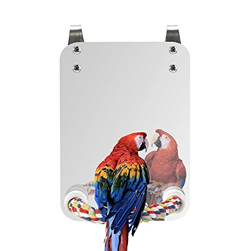 Ruiqas Vogelkäfig-Ständer Seil mit Spiegel, Acryl Papageien Sitzstange Vogelspielzeug für Graupapageien Sittiche Nymphensittiche Vögel Ruiqas Vogelkäfig-Ständer Seil mit Spiegel, Acryl Papageien Sitzstange Vogelspielzeug für Graupapageien Sittiche Nymphensittiche Vögel von Ruiqas