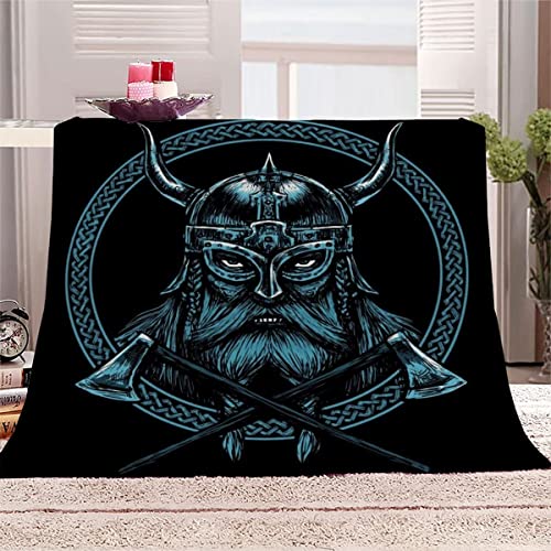 Ruiqieor Wikinger Kuscheldecken 150x200 cm,Decke mit Wikinger Tottem Rune Motiv, 3D-Digitaldruck Nordische Odin Warrior Schwert Axt,Weich Flanelldecke für Kinder Erwachsene（#17） von Ruiqieor