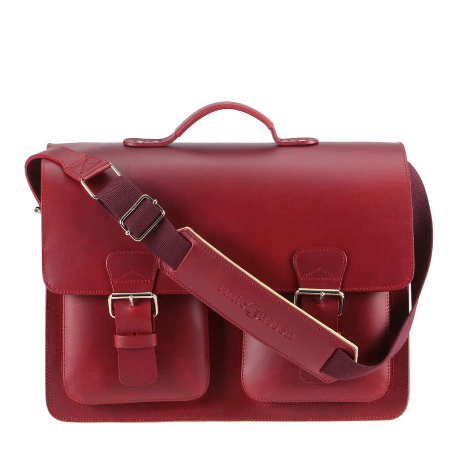 Aktentasche Leder Lehrertasche 3 Fächer rot 152358N | Ruitertassen von Ruitertassen