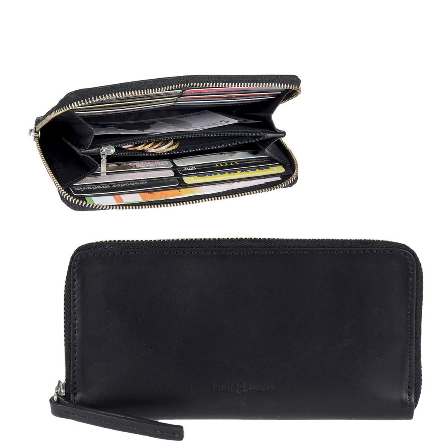 Portemonnaie Leder 19x10cm mit 12 Kartenfächern "Classic Premium" schwarz 2621-11 Ruitertassen von Ruitertassen