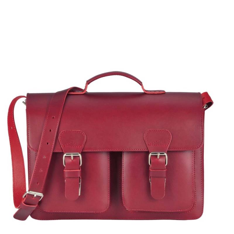 Aktentasche Leder 38x27cm mit 2 Fächern "Classic" rot 2133-15 | Ruitertassen von Ruitertassen