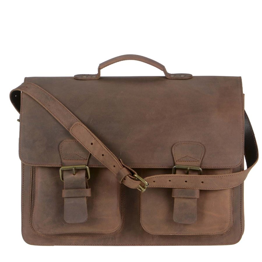 Aktentasche Leder 42x32cm mit 3 Fächern "Classic" ranger braun 2158-73 Ruitertassen von Ruitertassen
