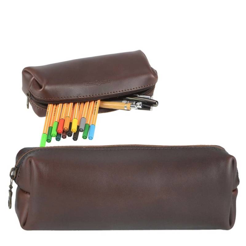 Stiftetui Leder 22x9x6cm Schlamper "Classic Kids" dunkelbraun | Ruitertassen.de von Ruitertassen
