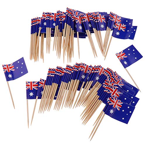 Ruiting Mini Flag Zahnstocher 100Pcs Australien-Flagge Kuchen Auswahl Internationale Events Cocktail-Stock-Flagge Obst Lebensmittel Auswahl von Ruiting