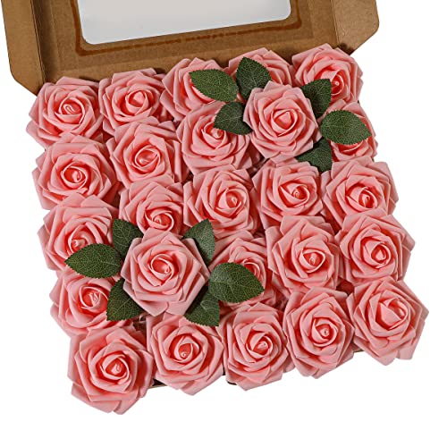 Ruiuzioong Künstliche 25 Stück Rosen Blumen Schaumrosen Foamrosen Kunstblumen Rosenköpfe Gefälschte Kunstrose Rose für Hochzeit Blumensträuße Braut Zuhause Dekoration (Rosa, 25 Stück) von Ruiuzioong